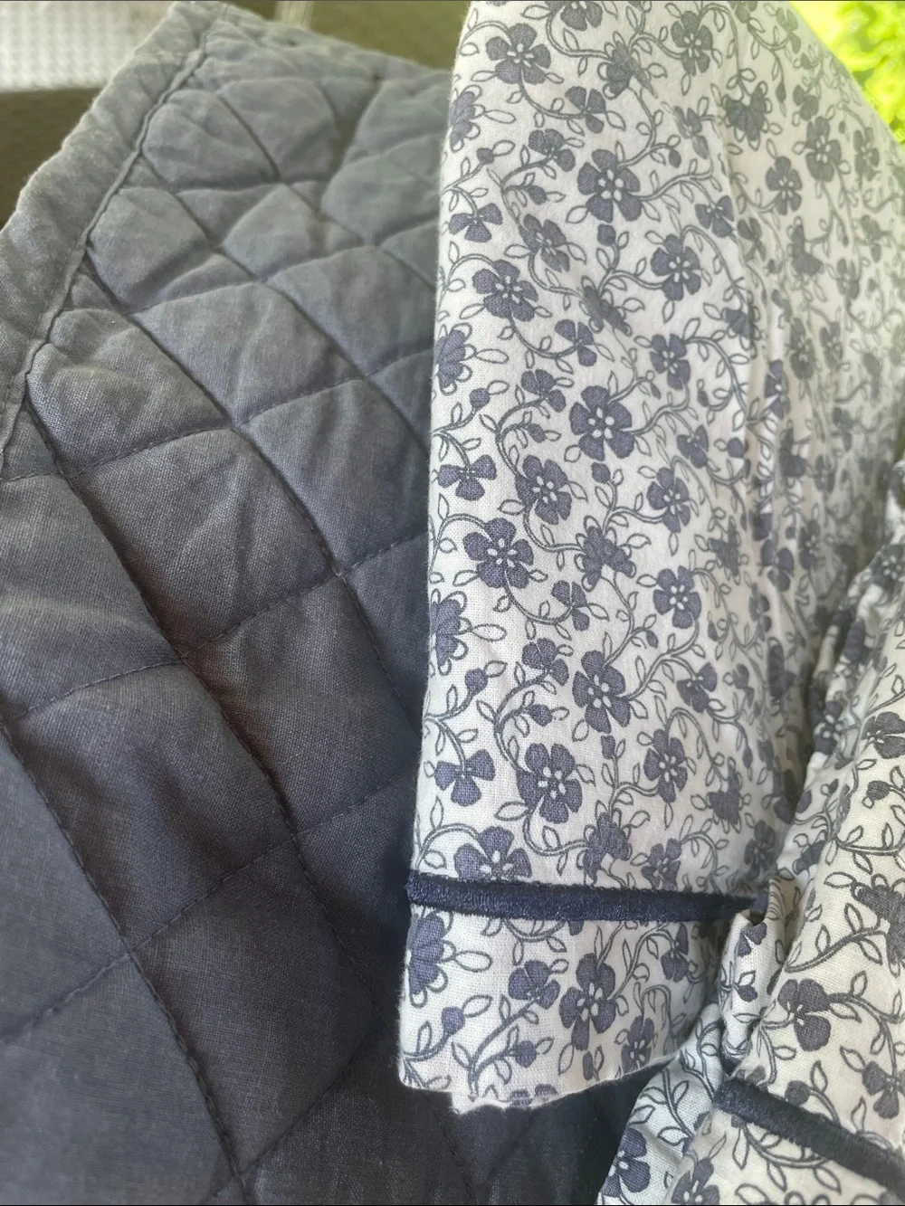 Two Blue Quilted Shams with TwoFloral-Print Shams C13